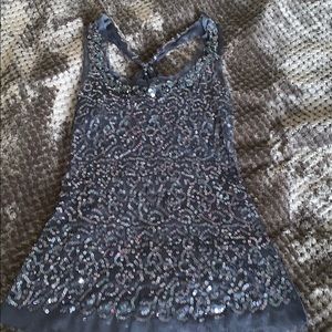 Navy blue sequins tank top